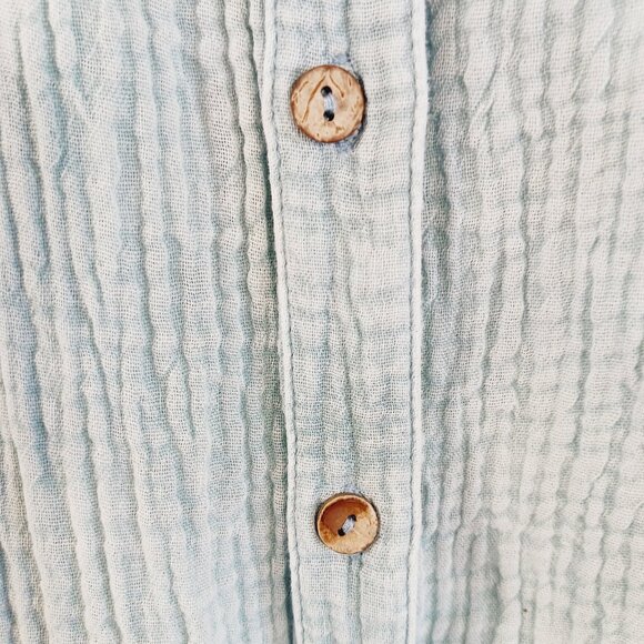 Easel, Oversize, Long, Button Down Shirt, Soft 100% Cotton, Pockets, Lt. Teal, M - Picture 10 of 16